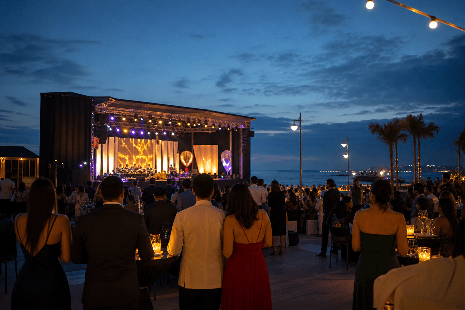 Gala nocturna junto al malecón de Salinas