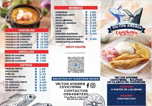 Menú y platos de Cevichería Víctor Andrés en Salinas